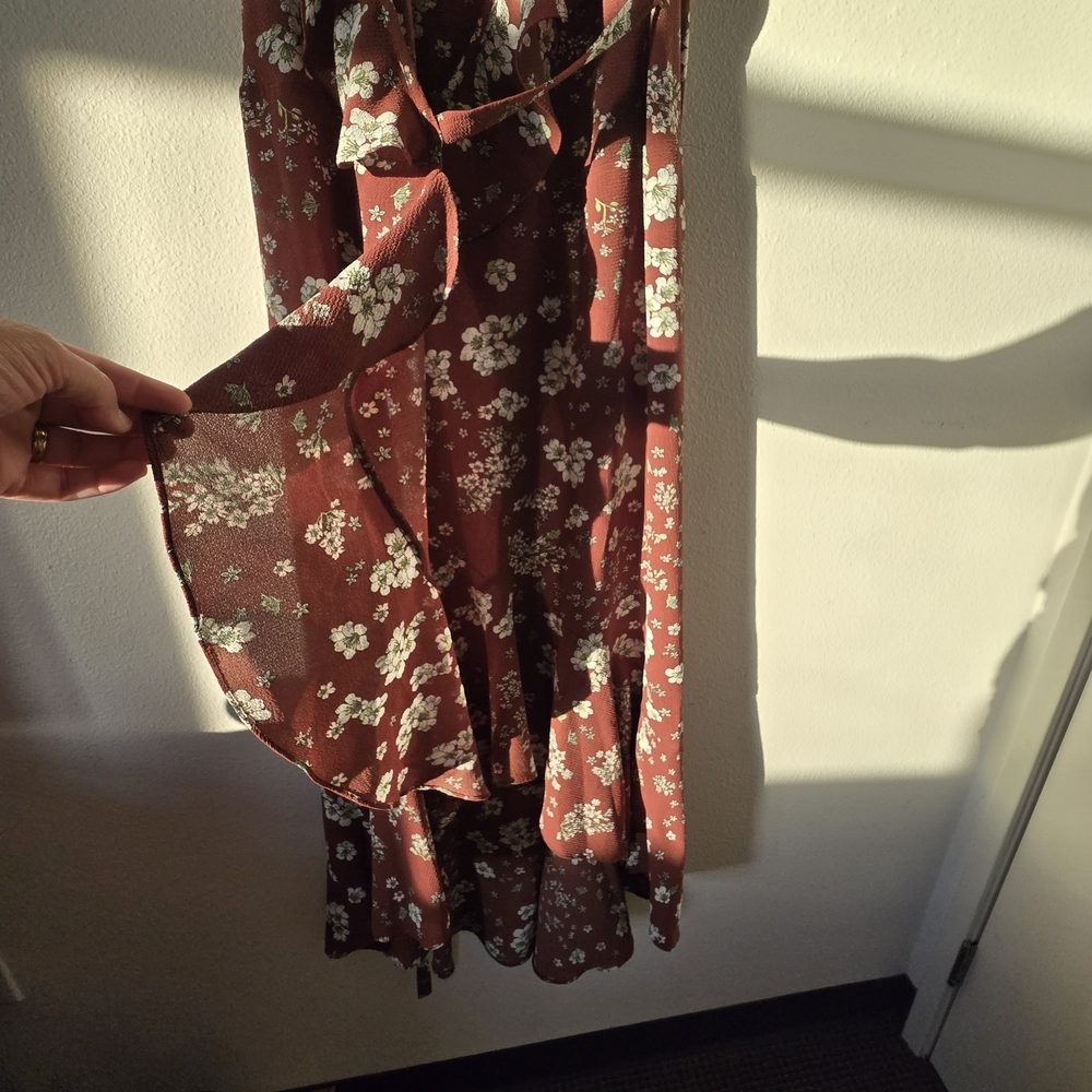 Max Studio Red Asymmetrical Sundress with Flutter Sleeves - Picture 5 of 8